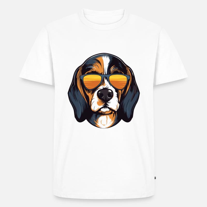 Beagle Hund Cool Kopf Party - Männer Premium Bio T-Shirt - Weiß