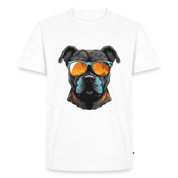 Portrait de chien Staffordshire Bull Terrier - T-shirt Premium bio Homme - blanc - Devant - Nico (187cm)