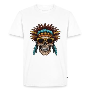 Apache Skull Indian - Men's Premium Organic T-Shirt - white - Front - Nico (187cm)