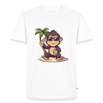 Monkey Summer Beach Comic - Men's Premium Organic T-Shirt - white - Front - Nico (187cm)