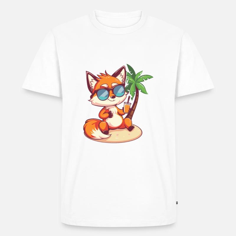 Fuchs Sommer Strand Comic - Männer Premium Bio T-Shirt - Weiß