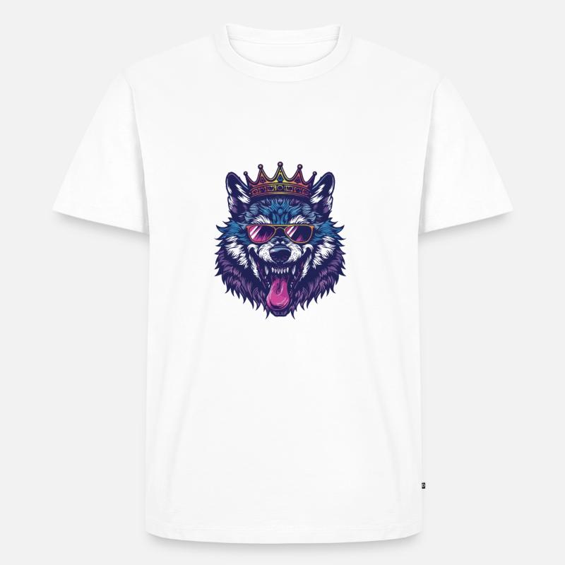 Wolf Comic Lustig Party - Männer Premium Bio T-Shirt - Weiß