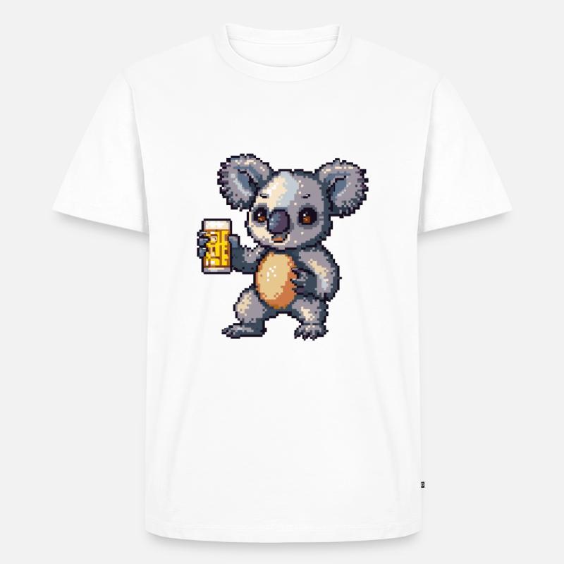 Koala Bier Pixel - Männer Premium Bio T-Shirt - Weiß