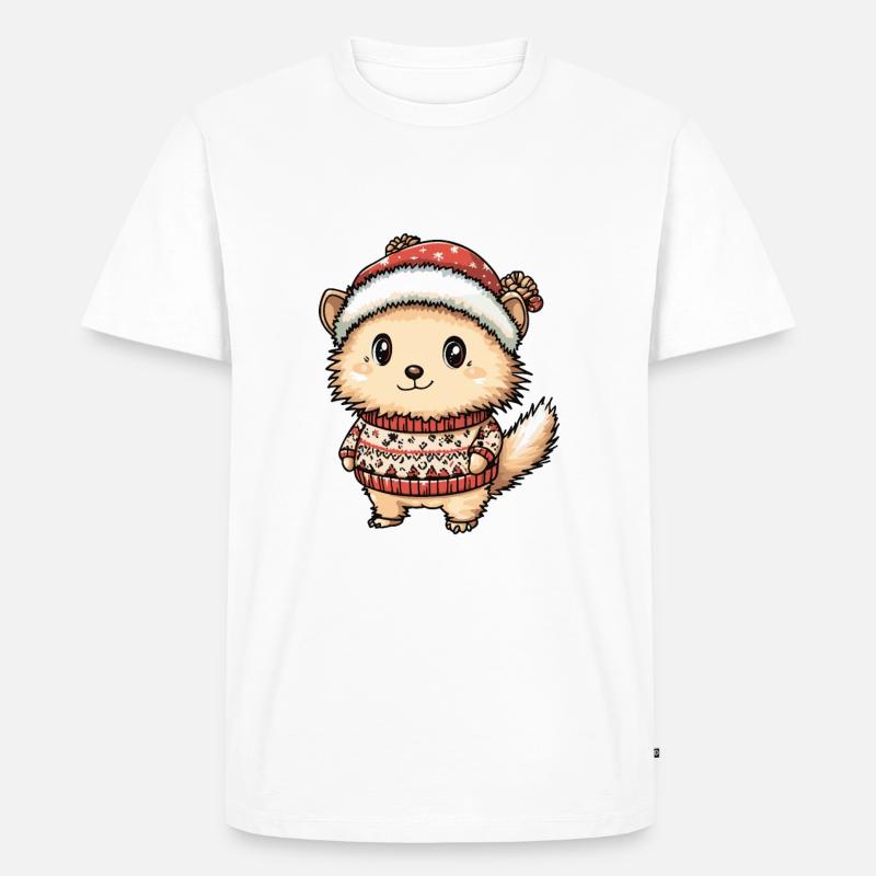 Igel Weihnachten Comic - Männer Premium Bio T-Shirt - Weiß