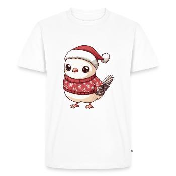 Colombe oiseau Noël bande dessinée - T-shirt Premium bio Homme - blanc - Devant - Nico (187cm)