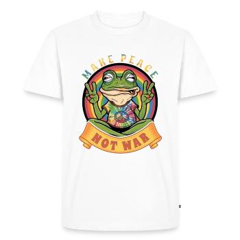 Make Peace Not War the Hippie Frog - Men's Premium Organic T-Shirt - white - Front - Nico (187cm)