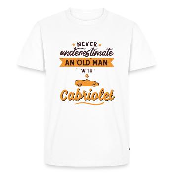 Funny saying old man with convertible senior - Men's Premium Organic T-Shirt - white - Front - Nico (187cm)