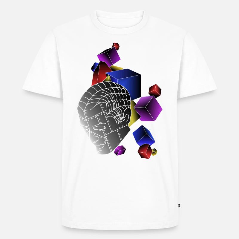Roboter mit Würfel bunt - Männer Premium Bio T-Shirt - Weiß