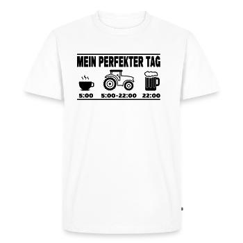 Landwirt Geschenk Mein Perfekter Tag Traktor Fun - Männer Premium Bio T-Shirt - Weiß - Vorne - Nico (187cm)