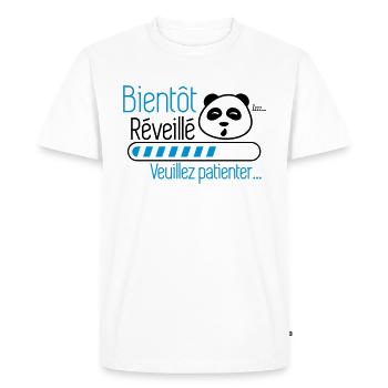 Bientôt reveillé Panda humour citations - T-shirt Premium bio Homme - blanc - Devant - Nico (187cm)