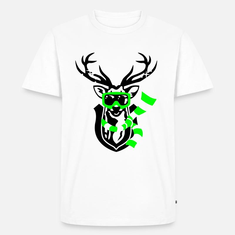 Skihirsch - Männer Premium Bio T-Shirt - Weiß
