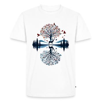 Beau cerf mystique debout dans l’hiver enneigé - T-shirt Premium bio Homme - blanc - Devant - Nico (187cm)