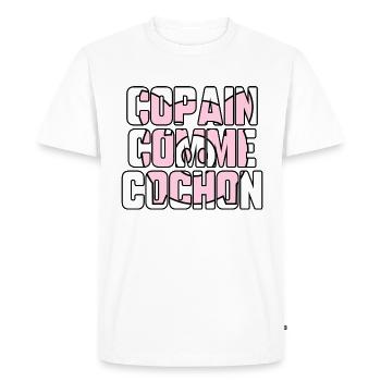 Copain comme cochon - T-shirt Premium bio Homme - blanc - Devant - Nico (187cm)