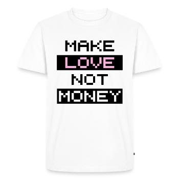 Faites l’amour, pas l’argent - T-shirt Premium bio Homme - blanc - Devant - Nico (187cm)