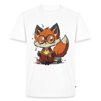 Book Fox - Men's Premium Organic T-Shirt - white - Front - Nico (187cm)