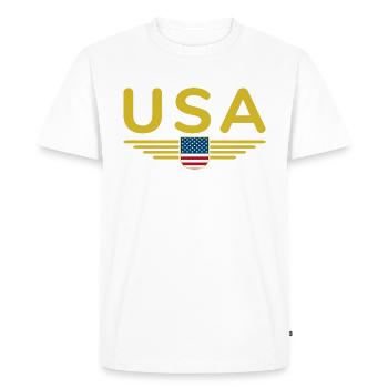 I Love USA, Elegance Style Design T-Shirt - Men's Premium Organic T-Shirt - white - Front - Nico (187cm)