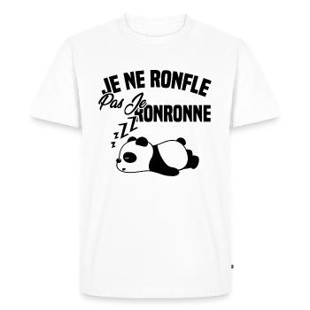 Je ne ronfle pas je ronronne - T-shirt Premium bio Homme - blanc - Devant - Nico (187cm)