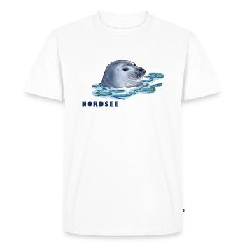 Seehund, Nordsee, Meer - Männer Premium Bio T-Shirt - Weiß - Vorne - Nico (187cm)