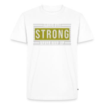 Toujours rester fort Ne jamais abandonner - T-shirt Premium bio Homme - blanc - Devant - Nico (187cm)