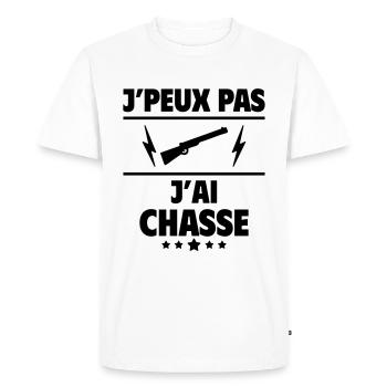 J'peux pas j'ai chasse, chasseur, chasseuse, noël - T-shirt Premium bio Homme - blanc - Devant - Nico (187cm)