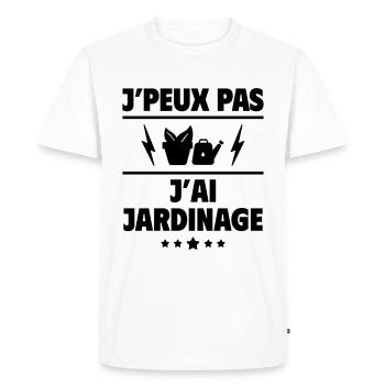 J'peux pas j'ai jardinage, jardinier, jardinière - T-shirt Premium bio Homme - blanc - Devant - Nico (187cm)