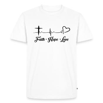 Croix Foi Espoir Amour Christianisme Christ Enfant - T-shirt Premium bio Homme - blanc - Devant - Nico (187cm)
