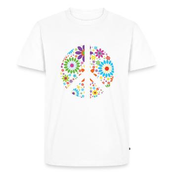 Retro Flowers Design Signe de paix Signe de paix - T-shirt Premium bio Homme - blanc - Devant - Nico (187cm)