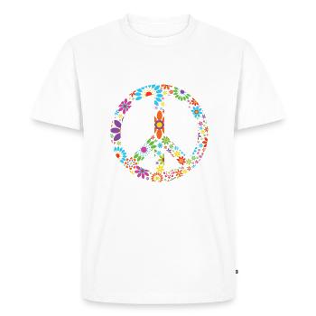 Retro Flowers Design Signe de paix Signe de paix - T-shirt Premium bio Homme - blanc - Devant - Nico (187cm)