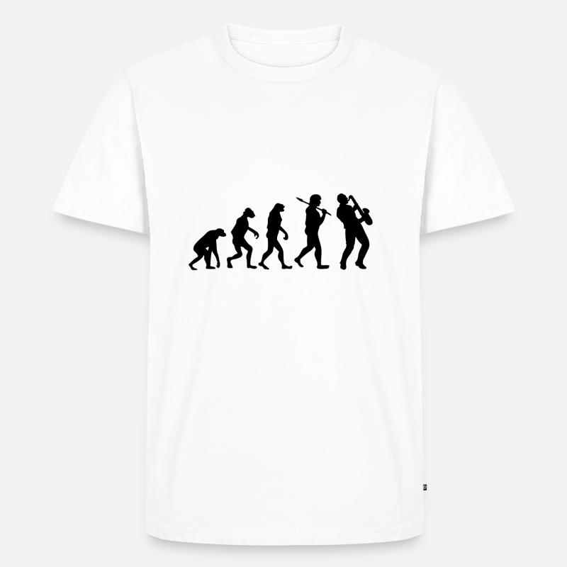 Evolution Saxophon Musik Geschenk Saxophonist - Männer Premium Bio T-Shirt - Weiß