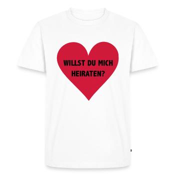 veux-tu m'épouser? - T-shirt Premium bio Homme - blanc - Devant - Nico (187cm)