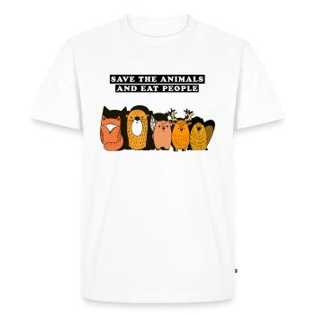 Save the animals and eat people Poison - Men's Premium Organic T-Shirt - white - Front - Nico (187cm)