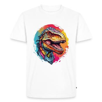 Colorful Tyrannosaurus Rex Portrait - Men's Premium Organic T-Shirt - white - Front - Nico (187cm)