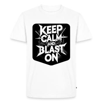 Chemise de batteur KEEP CALM AND BLAST ON - T-shirt Premium bio Homme - blanc - Devant - Nico (187cm)