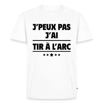 J'peux pas j'ai tir à l'arc, archer, archère - T-shirt Premium bio Homme - blanc - Devant - Nico (187cm)