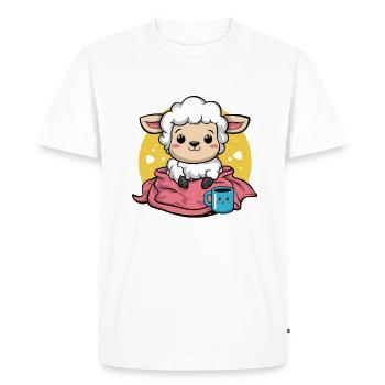 Kawaii sheep with cup and blanket - Men's Premium Organic T-Shirt - white - Front - Nico (187cm)