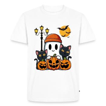 Halloween Cats, Funny Cat Halloween - Men's Premium Organic T-Shirt - white - Front - Nico (187cm)