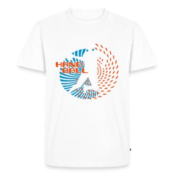 joueurs de handball dans le tourbillon de cercle - T-shirt Premium bio Homme - blanc - Devant - Nico (187cm)