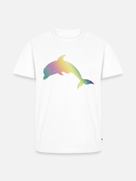 Einhornfarben - Delfin - Glitzertier - Männer Premium Bio T-Shirt - Weiß