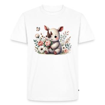 Mignon rhinocéros bébé rhinocéros - T-shirt Premium bio Homme - blanc - Devant - Nico (187cm)