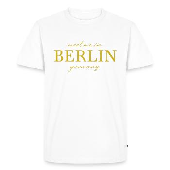 Berlin Germany Fan Flag Design T Shirt - Men's Premium Organic T-Shirt - white - Front - Nico (187cm)