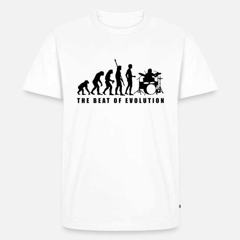 evolution_drummer_c_1c - Männer Premium Bio T-Shirt - Weiß