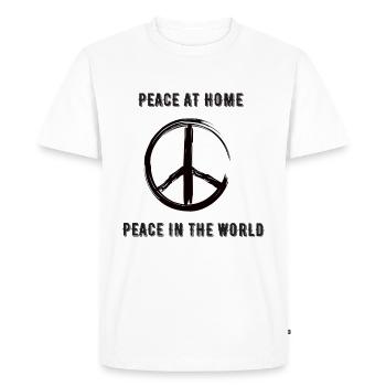 Peace at Home, Peace in the World - T-shirt Premium bio Homme - blanc - Devant - Nico (187cm)