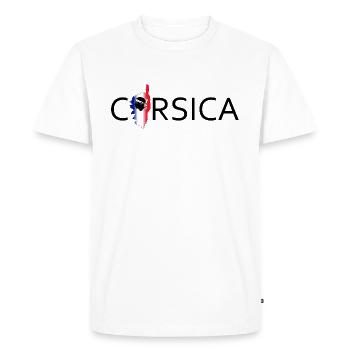 Corsica in Text with france Island Map - Men's Premium Organic T-Shirt - white - Front - Nico (187cm)