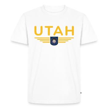 T-shirt Utah Fan – Nature & Liberté - T-shirt Premium bio Homme - blanc - Devant - Nico (187cm)
