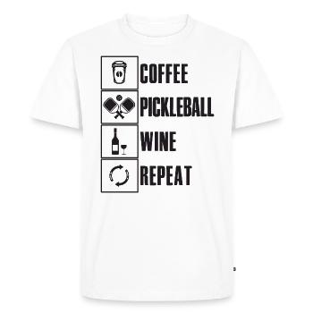 Café Pickleball Vin Ripeat Dicton pour cornichon - T-shirt Premium bio Homme - blanc - Devant - Nico (187cm)