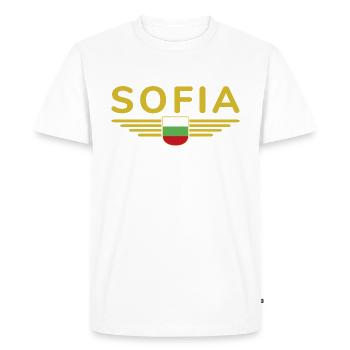 Sofia Design – Fière de la capitale bulgare - T-shirt Premium bio Homme - blanc - Devant - Nico (187cm)