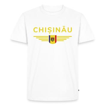 T-shirt Chișinău – L’amour de la capitale - T-shirt Premium bio Homme - blanc - Devant - Nico (187cm)