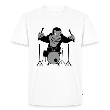 Drumming Gorilla - Men's Premium Organic T-Shirt - white - Front - Nico (187cm)