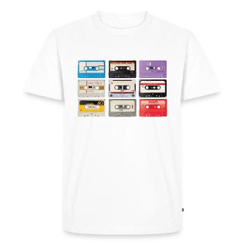 Vintage Stereo Casette Shirt BASF CHROMA Tape - Men's Premium Organic T-Shirt - white - Front - Nico (187cm)
