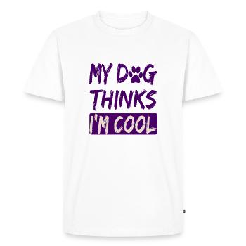 Amoureux des chiens Humour Mon chien pense que je suis cool Chien - T-shirt Premium bio Homme - blanc - Devant - Nico (187cm)